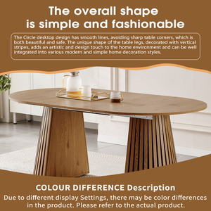 Mesa de Comedor de Madera con Diseño Ovalado Moderno, Multifuncional, Ahorra Espacio, Extensible, con Patas de Listones - Product Image 4
