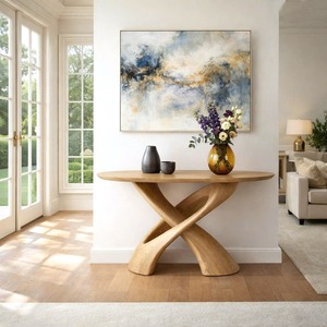Modern Solid Wood <b>Console</b> <b>Table</b>| Entryway wooden furniture With Pedestal Base Handmade Entryway Furniture <b>For</b> Living Room - Product Image 5