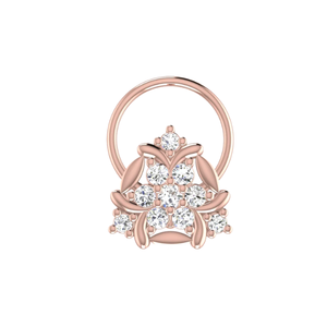 AJRETAIL – Clou de nez en or 14 carats pour femme, diamant naturel de 0,12 carat, taille brillant rond, style ethnique, couleur HI, clarté VS-SI - Product Image 2