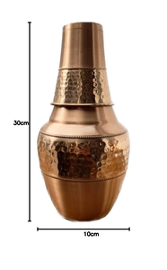 Handmade Pure Copper Water Jug and Copper Tumbler Traditional Drinking Water <b>Storage</b> and Serving - Product Image 2