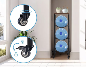Organizador de Botellas de Agua de 5 Galones con Ruedas Bloqueables, Estante de Almacenamiento de Agua de Metal de Tres Niveles, Soporte para Dispensador de Agua - Product Image 2