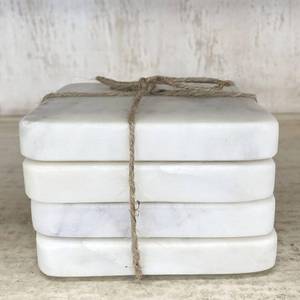 Coastal Style Round Marble <b>Coasters</b> Natural Stone <b>Table</b> Decor - Product Image 1