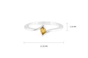 Bague solitaire en citrine de qualité supérieure, taille marquise 5x2,5 mm, en argent massif 925, faite à la main, bijoux de mariage et de fiançailles pour femmes - Product Image 3
