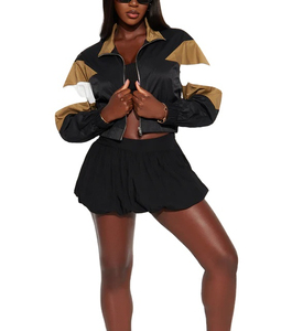 Chaqueta Cortavientos Sólida para Mujer, Manga Larga, Cuello Alto, Cierre de Cremallera, Deportiva, con Capucha Larga y Cuello Desmontable, Ligera - Product Image 2