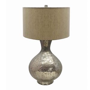 Lampada da Tavolo in Vetro D15x23 dal Design Accattivante a Forma di Bottiglia - Product Image 1