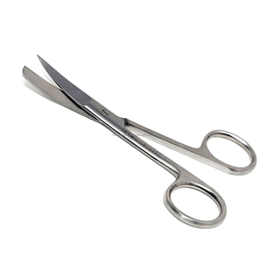 Ciseaux chirurgicaux manuels certifiés CE, 4,5 pouces, à lame courbée et tranchante, en acier inoxydable de qualité médicale - Product Image 1