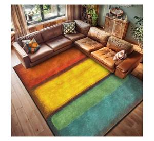 Alfombra Rothko Abstracta con Bloques de Color, Alfombra Moderna Geométrica Lineal con Espectro Vibrante, Alfombra Tejida a Mano con Rayas Horizontales - Product Image 1