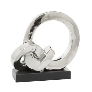 Contemporary Silver Plated Stainless Steel Circular Sculpture Art Decor for Home Decoration - Product Image 5