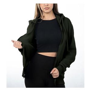 Sudadera con Capucha para Mujer, Diseño Nuevo, 100% Algodón, Manga Larga, Cuello Redondo, Hombros Caídos, Color Sólido, Cómoda, Casual, con Cierre, al Mejor Precio - Product Image 3
