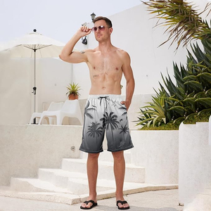 Shorts de bain pour hommes à taille élastique personnalisable avec cordon de serrage, en nylon et 100% polyester, pour la course et la plage, avec doublure en maille - Product Image 3