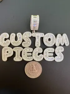 Colgante Personalizado con Nombre en Plata de Ley, Estilo Hip Hop, con Letra de Moissanita de Corte Brillante, Joyería de Lujo con Brillo, Estilo Rapper - Product Image 6