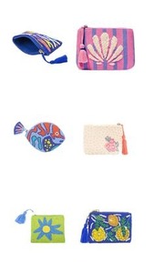 Pochette à rouge à lèvres brodée en tissu de coton toutes saisons, motif citron rayé bleu, porte-clés et porte-monnaie - Product Image 6