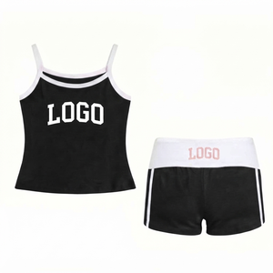 Customizable Brand Logo Printing Sleeveless Tank Top And High Waist Body Con Breathable Outfits Women Summer <b>Set</b> - Product Image 1