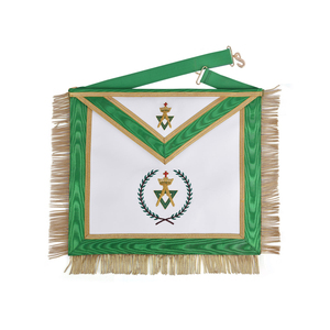 Tablier Maçonnique Haut de Gamme AMD Sovereign Master en Satin Vert avec Franges Dorées et Broderies – Réplique Personnalisée du Tablier Sovereign pour Loge Maçonnique - Product Image 1