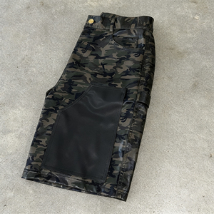 High Quality Vintage Casual <b>Men</b> Oversize <b>Baggy</b> Solid Leather Breathable Cargo <b>Shorts</b> OEM Service Multi-pocket - Product Image 4