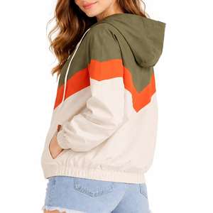 Veste coupe-vent à capuche pour femme, color block, qualité supérieure, légère, résistante au vent, fermeture éclair intégrale, capuche réglable - Product Image 6