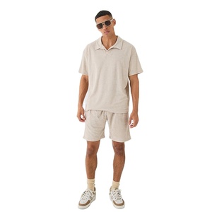 Ensembles d'été pour hommes : Chemise et short en tissu éponge, tenue deux pièces à séchage rapide, personnalisable, vente en gros, mode décontractée - Product Image 5