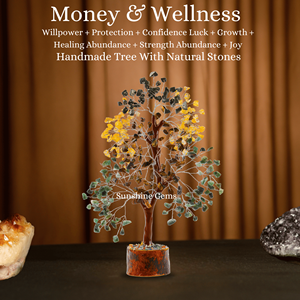 En gros Arbre de Vie en Cristal Magnétique à l'Argent, Œil de Tigre, Citrine, Pyrite, Jade Vert, Décoration d'Intérieur - Product Image 3