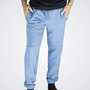 Pantalon de jogging décontracté pour homme SoftTread 100% coton, taille élastique, noir et bleu clair, coupe slim, devant plat - Product Image 1