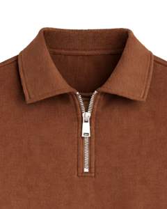 Sudadera Corta Personalizada Marrón para Mujer con Cierre de Cremallera, Estilo Casual, con Cordón Ajustable en el Bajo, de Felpa Suave, Algodón y Poliéster, para Invierno - Product Image 4