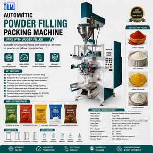 Automatic Powder <b>Filling</b> Packing Machine VFFS Auger Filler <b>Pillow</b> Pouch Packaging Equipment for Spices Flour - Product Image 1
