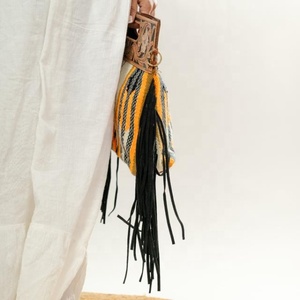 New Hand Tooled Fringe Handbag Jacquard Turquoise Color Handle Sling Bohemian Aztec <b>Fabric</b> <b>Bag</b> Stylish Hot Selling <b>Bag</b> For Women - Product Image 3