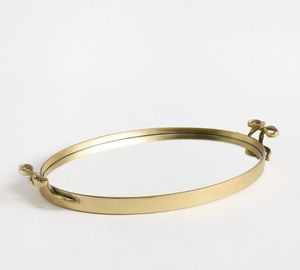 Elegante bandeja de metal y vidrio para centro de mesa decorativo, mesa de comedor, hotel, restaurante, servicio de banquetes - Product Image 1