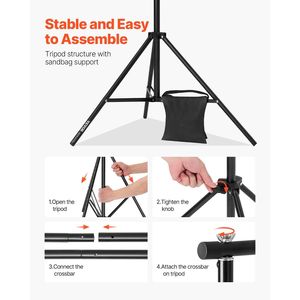 Kit Supporto per Sfondo Fotografico Portatile Regolabile 7 x 10 Piedi, Resistente con 3 Barre Trasversali - Product Image 4