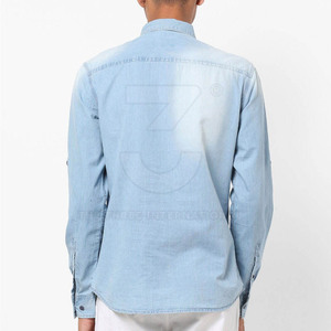 Chemises en jean pour hommes, style tendance, toucher doux, coupe confortable, fabriquées au Pakistan, coton écologique, séchage rapide, printemps, vente en ligne moderne - Product Image 4