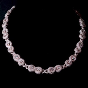 Custom 12mm Infinity Link Lab Grown <b>Necklace</b> Pear Cut Accents 925 <b>Silver</b> Iced Out Rose Gold Chain Hip Hop Men Jewelry Factory - Product Image 5