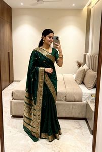Soft premium pure <b>satin</b> silk fabric <b>saree</b> with zari weawing Peshwai border <b>saree</b> - Product Image 2