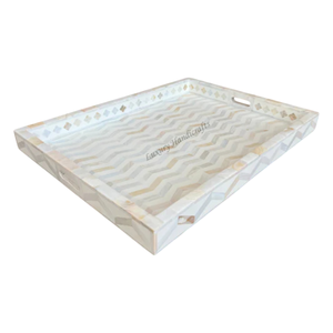 Plateau de service rectangulaire artisanal en nacre, incrustation de coquillages naturels, plateau décoratif pour la maison et la restauration - Product Image 6