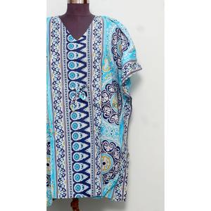 ชุดคาฟตันผ้าฝ้ายพิมพ์ลายด้วยมือ ชุดเดรสคาฟตันผ้าฝ้าย ชุดเดรสลายดอกไม้ ชุดเดรสผ้าฝ้ายสำหรับผู้หญิง ชุดสำหรับเจ้าสาว ชุดใส่ในบ้าน - Product Image 2