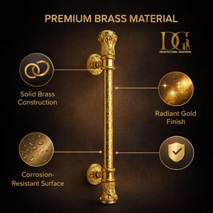 Florentine Bloom Modern Brass Door <b>Handle</b> Luxury Floral Decorative Pull Premium Antique Gold Finish Door Hardware Wholesale - Product Image 5