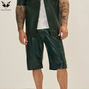 Trendy Solid Genuine Leather Men's Canvas Mid Shorts Stylish Streetwear Fashion Casual Wear High Quality Soft Design Waterproof - Product Image 2