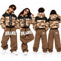 Ensemble de survêtement 2 pièces pour enfants, veste matelassée et pantalon, rose camouflage, hiver, garçons et filles, à capuche, chaud, streetwear, OEM