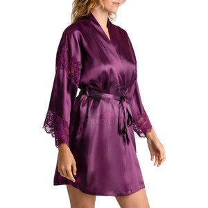 Peignoir en soie de qualité supérieure pour femmes, robe longue en satin doux, vêtements de nuit, logo personnalisé, vêtements de détente de luxe, fournisseur en gros - Product Image 2