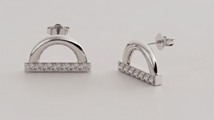 Modernos Pendientes de Diamantes de Oro de 18K, Pendientes de Diamantes Redondos con Pavé, Pendientes de Media Luna, Joyería Fina para Mujer, Uso Diario - Product Image 2