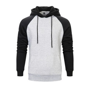 <b>Men's</b> <b>Black</b> And Gray Raglan Sleeve Hooded <b>Sweatshirt</b> With Front Pocket Casual Style Regular Fit Autumn Wear - Product Image 3