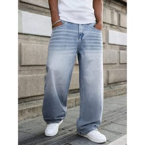 Jean en denim bleu glace vintage coupe droite pour homme, délavé effet whisker, écologique, respirant, taille haute, 100 % coton, tailles 28 à 42 - Product Image 6
