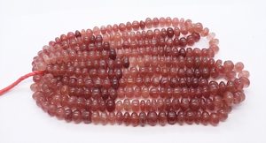 ลูกปัดควอตซ์สตรอเบอร์รี่ธรรมชาติ AAA ทรงรอนเดลล์ ขนาด 11-13 มม. ลูกปัดพลอยควอตซ์สตรอเบอร์รี่ขัดเรียบ สำหรับทำเครื่องประดับ - Product Image 2