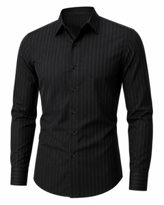 Men's <b>Half</b> Sleeve Solid Formal <b>Shirt</b> Knitted Fabric <b>Button</b> Down Design Regular Length Black Color 100% Cotton Quick Dry - Product Image 1