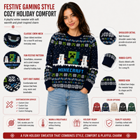 Pull de Noël pour femme FNJIA, pull court en tricot, motif jacquard avec inscription PICKLE, fente latérale, manches longues, rose poudré, pull décontracté