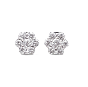 Pendientes de Oro Sólido de 10K, 14K, 18K con Diamantes Cultivados en Laboratorio, Diseño Elegante de Flor con Racimo de Diamantes, Certificados por IGI, Joyería Fina, Regalo de Aniversario - Product Image 5