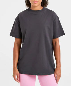 Women Oversized Solid Color Crew Neck T-Shirt Regular Sleeve Loose Fit 100% Cotton Jersey Breathable All Seasons Wear - Product Image 5