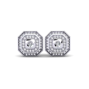 Boutons de manchette ronds en argent avec sertissage clos de diamants, bijoux formels pour hommes - Product Image 2