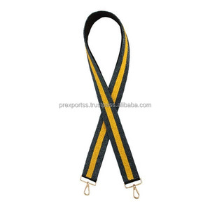 Handmade Beaded Vintage Waterproof Custom Crossbody Shoulder <b>Strap</b> with Hooks for Bag-Yellow Black Striped Embroidery - Product Image 3