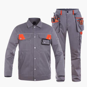 Ensemble de vêtements de travail gris industriels, veste multi-poches et pantalon cargo, uniforme professionnel d'ingénieur, équipement de chantier - Product Image 5