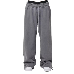 Pantalones de chándal de algodón pesado estilo streetwear, corte holgado, felpa francesa 100% algodón, cintura elástica, pierna ancha, oversize - Product Image 4
