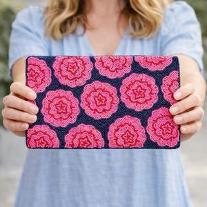 Bolsa de Almacenamiento Hecha a Mano HASAN CRAFT con Cuentas, Diseño Floral Rosa Bohemio, Tela 100% Algodón, Capacidad 3L+, para Viaje - Product Image 1